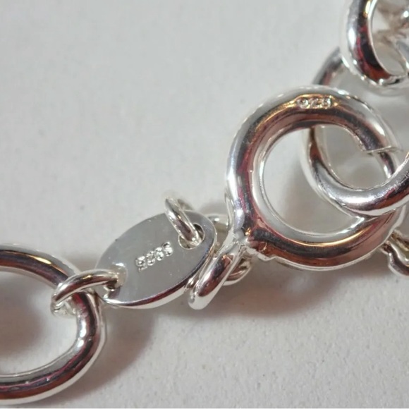 LINKS OF LONDON 925 STERLING SILVER 8" CHAIN BRACELET W/ LANCOME LOGO CHARM - Picture 3 of 4
